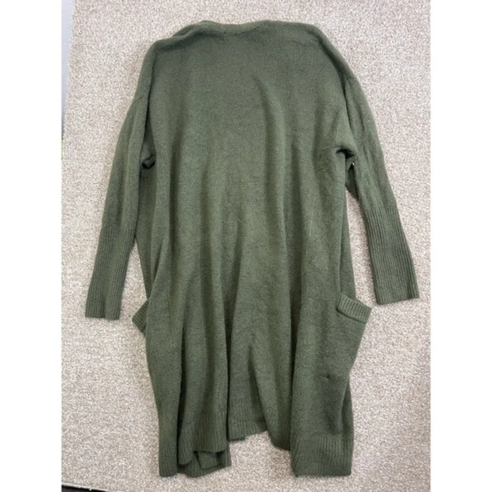 Express Womens Open Front Green Cardigan Relaxed Fit Pockets Size M - Picture 3 of 7